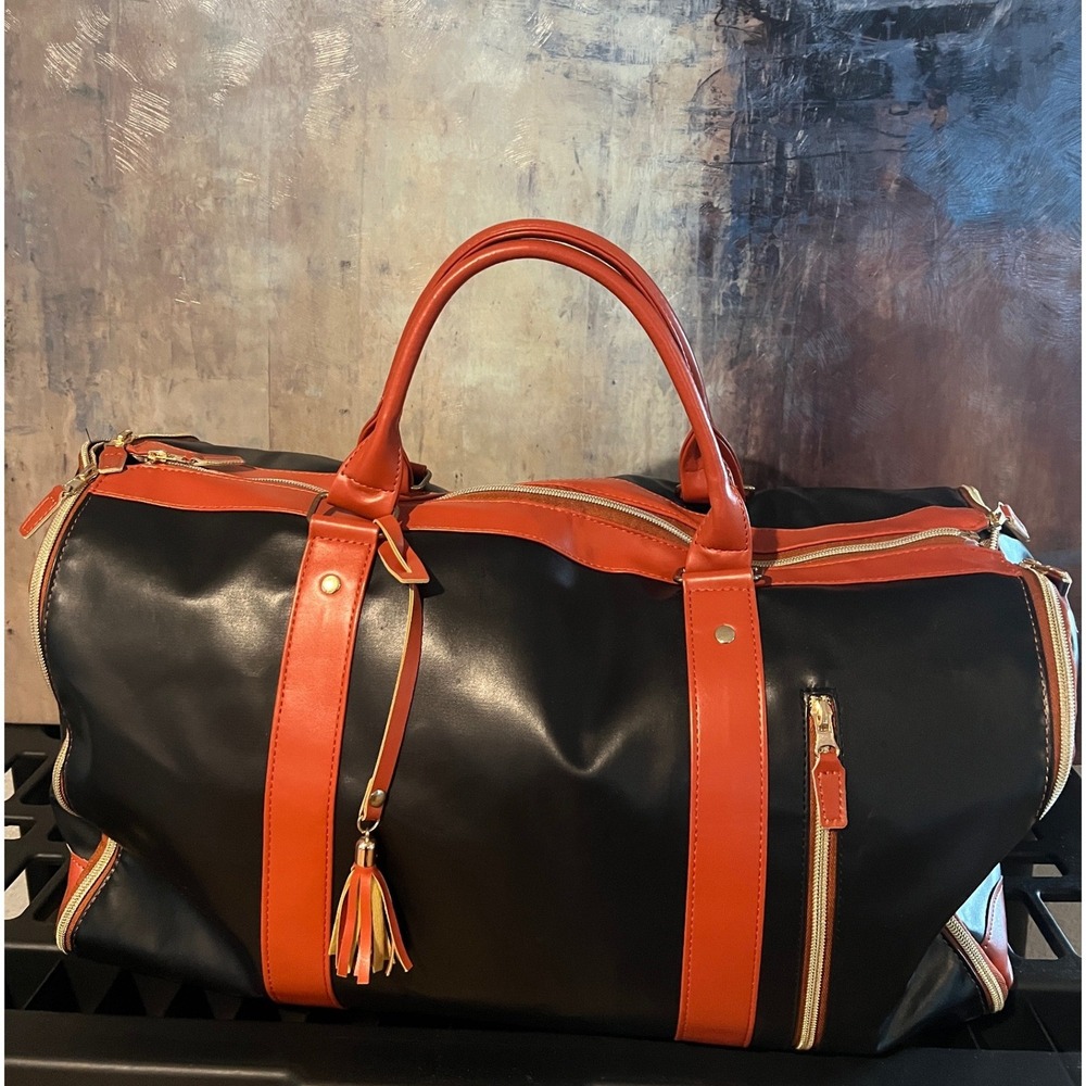 Unbranded Convertible Garment Duffel Bag Unisex Large Black Orange Excellent